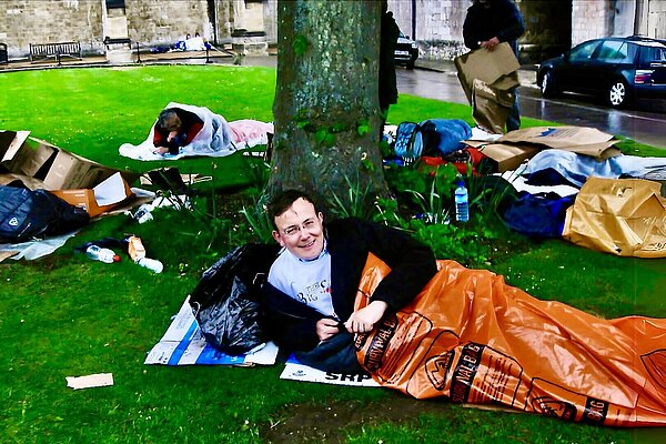 Martin Tod at a regular 'Big Sleepout'